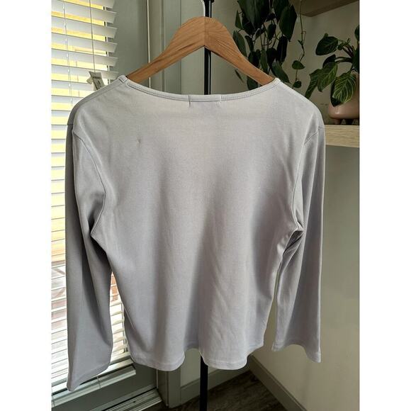 Banana Republic Women’s Long Sleeve Lilac Top Size Large L V-Neck 100% Cotton - Picture 3 of 6